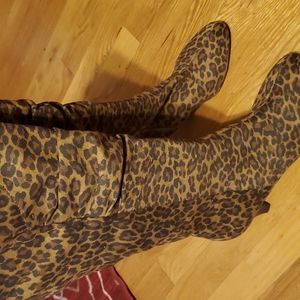 Leopard print boots size 10M Wide Calf
